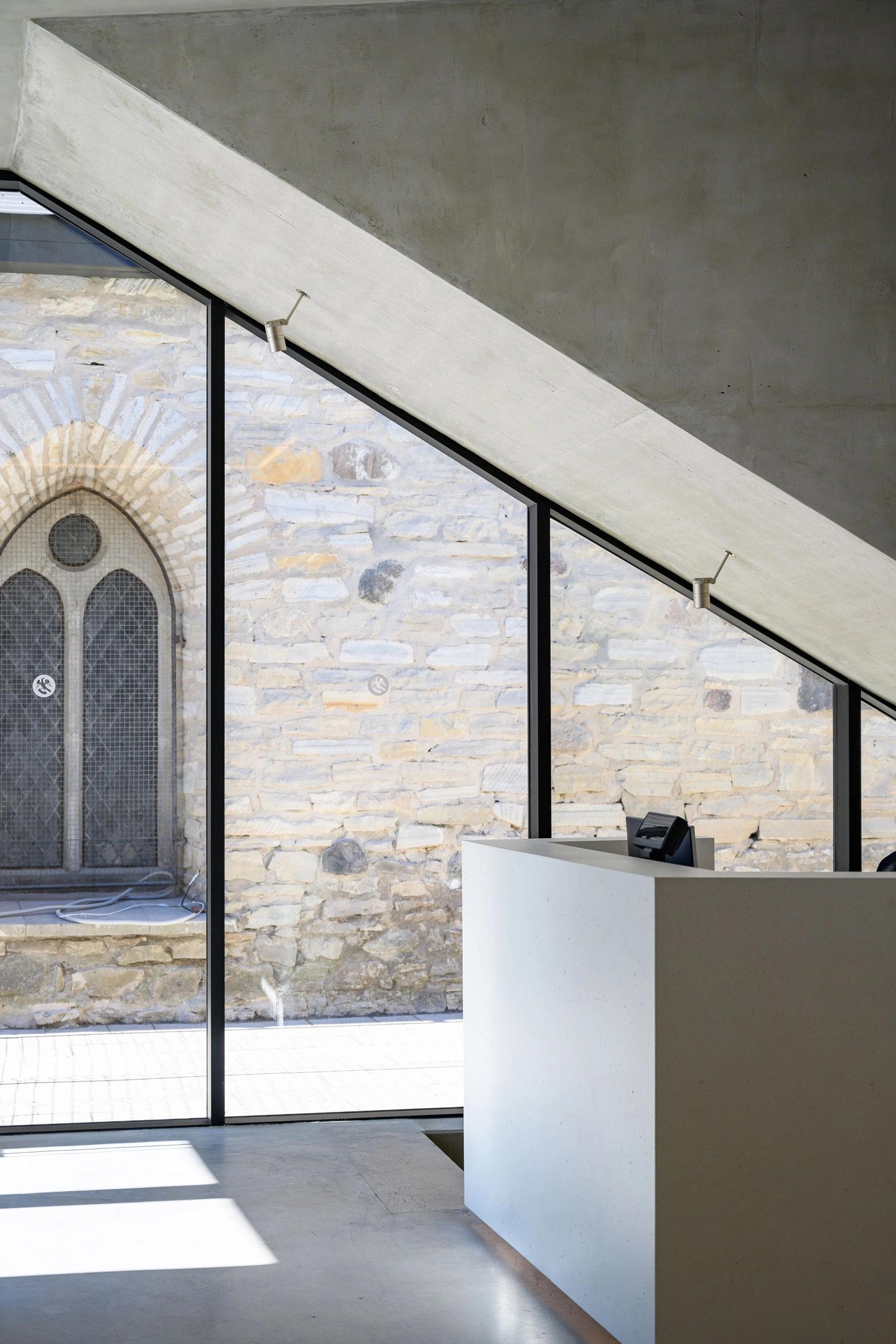 Minimalist interior of the entrance pavilion in Haapsalu Castle