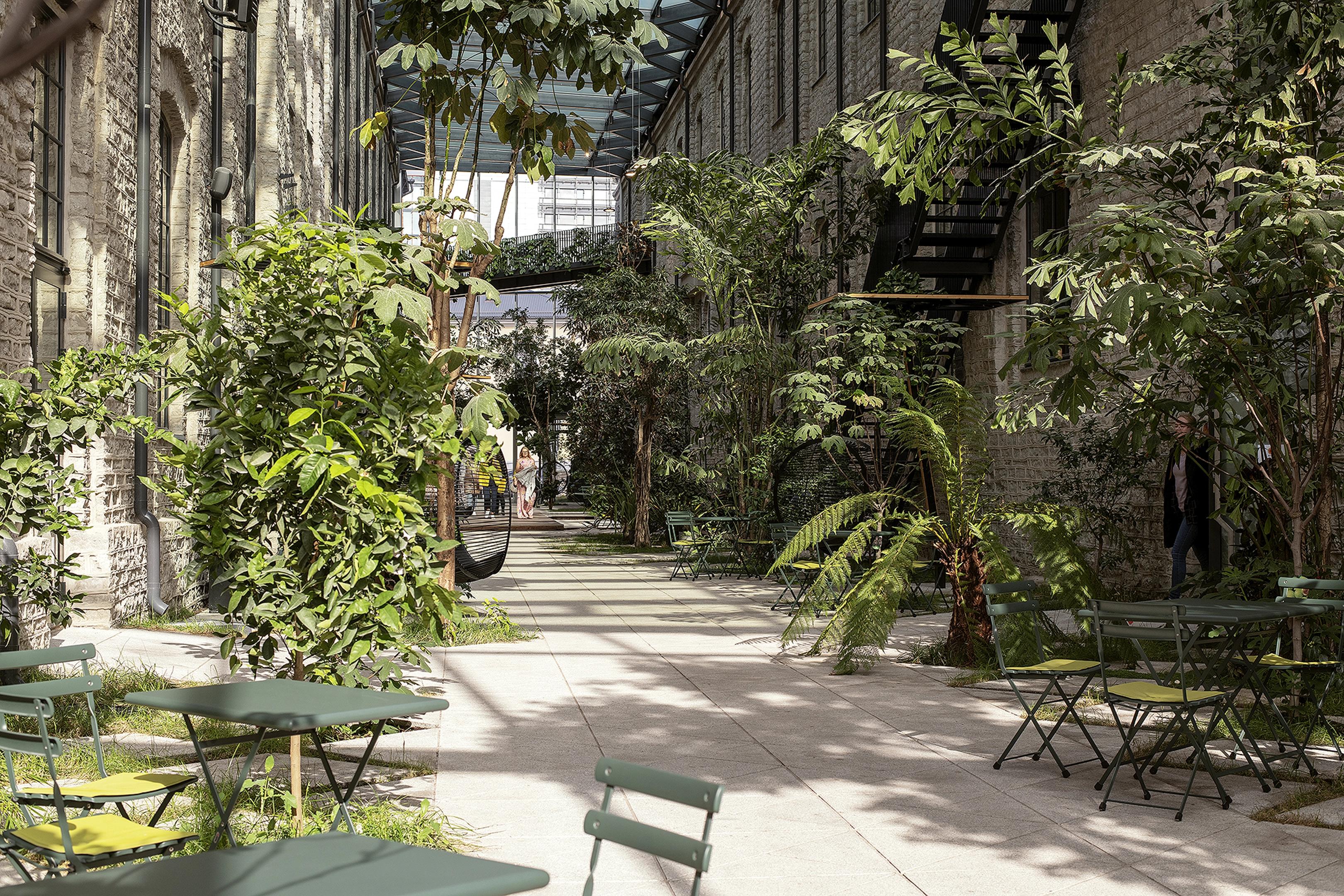 A publicly accessible Fahle Gallery brimming with greenery.